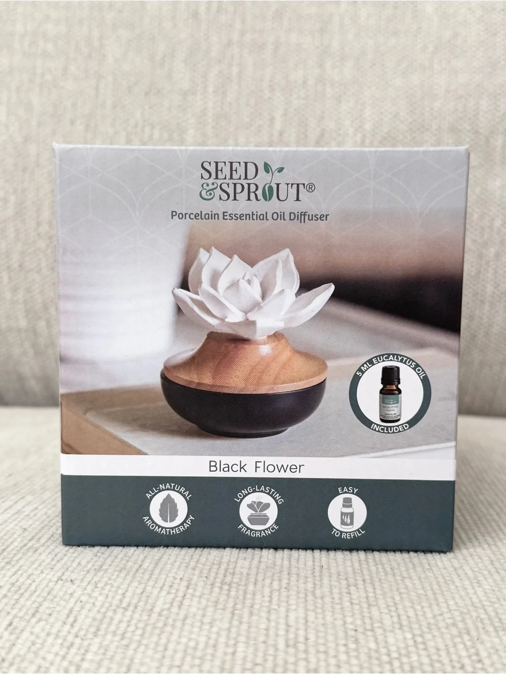 Black and Wood Porcelain Flower Diffuser